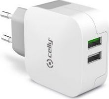 CELLY TURBO CHARGE TRAVEL ADAPTER 2 USB 3.4A WHITE